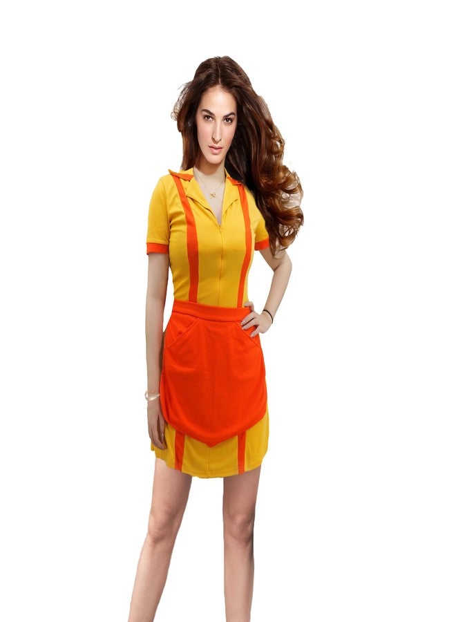 CosplayStudio Women Waitress Costume Waiter Dress Halloween Costume Yellow Uniform Party Halloween Cosplay Dress (S) - Image 1